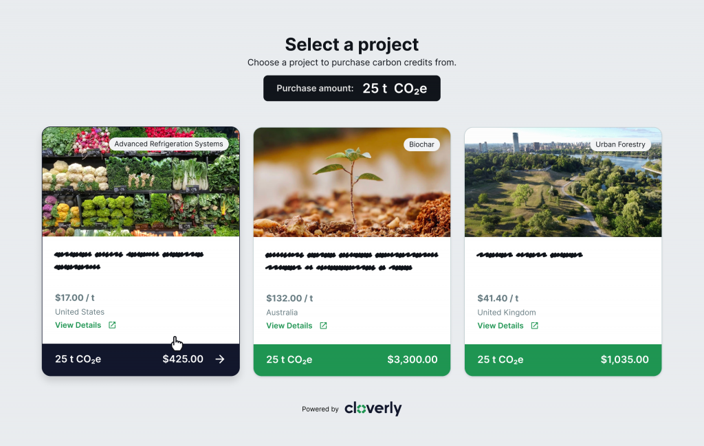 carbon credits use case offset event Cloverly Direct Checkout